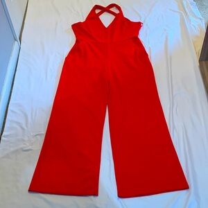 Express Vibrant Red Halter Jumpsuit